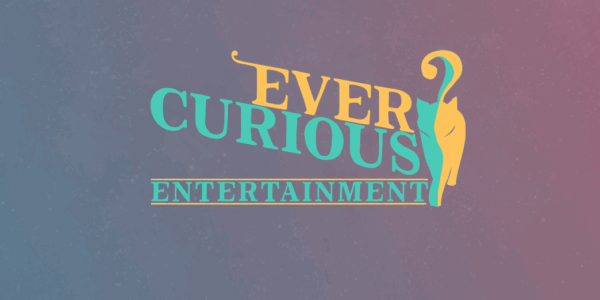 Ever Curious Entertainment text and logo of green and yellow cat that has question mark tail.